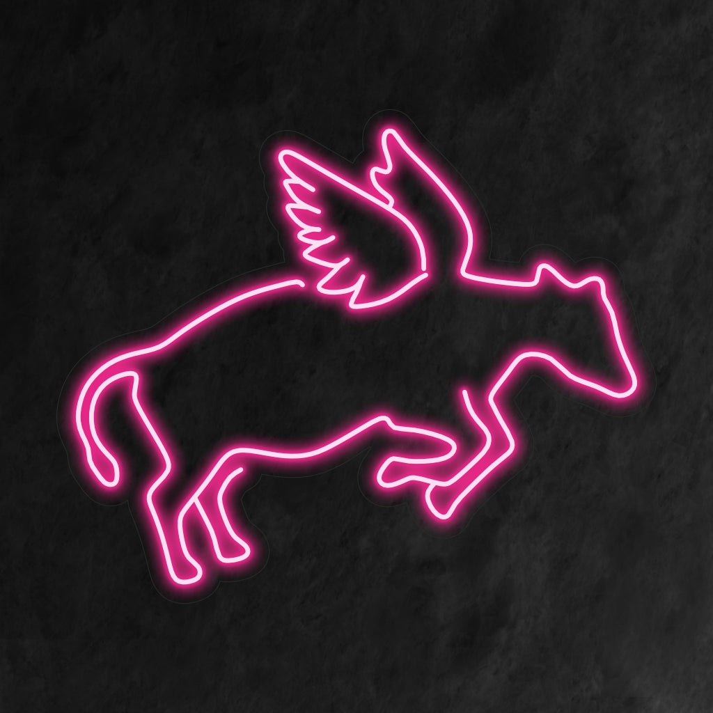 "Angel Cow Neon Sign" - Een speelse neonlamp met een schattige koe met engelenvleugels, die humor en vriendelijkheid in uw leefruimte brengt.