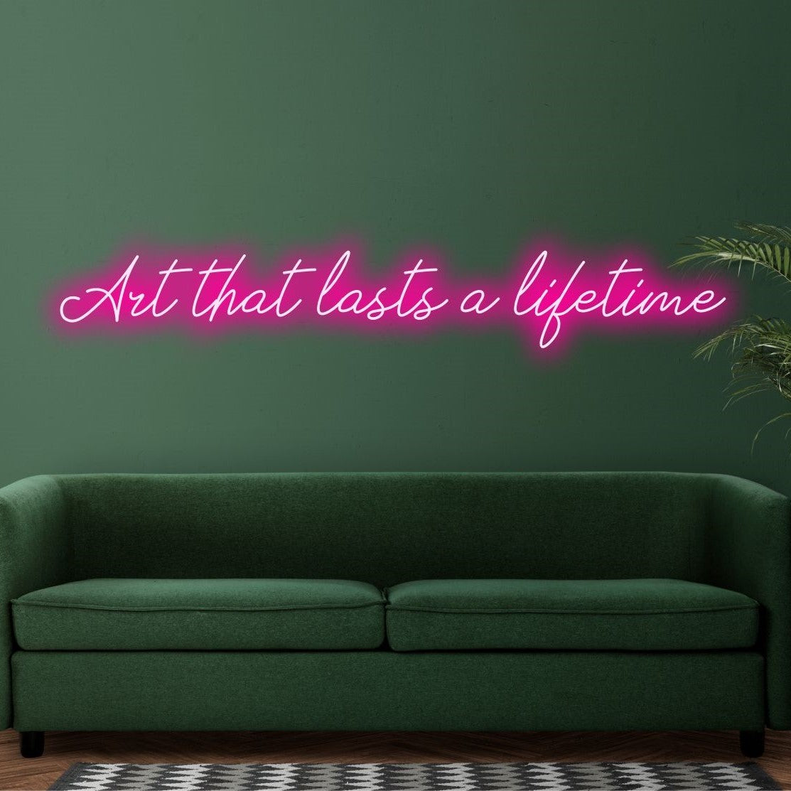 Op maat gemaakt LED-neonbord van Art Neon, perfect voor een levendige woninginrichting, met een blijvende artistieke gloed.