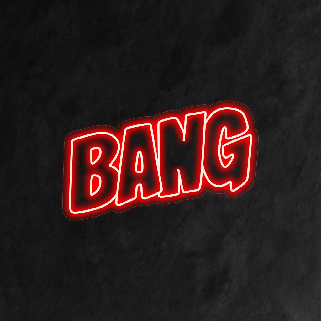 "Bang Neon Sign" is een expressieve en impactvolle toevoeging aan uw interieur. Een neonlamp die een explosie van energie en opwinding brengt met het woord "Bang".
