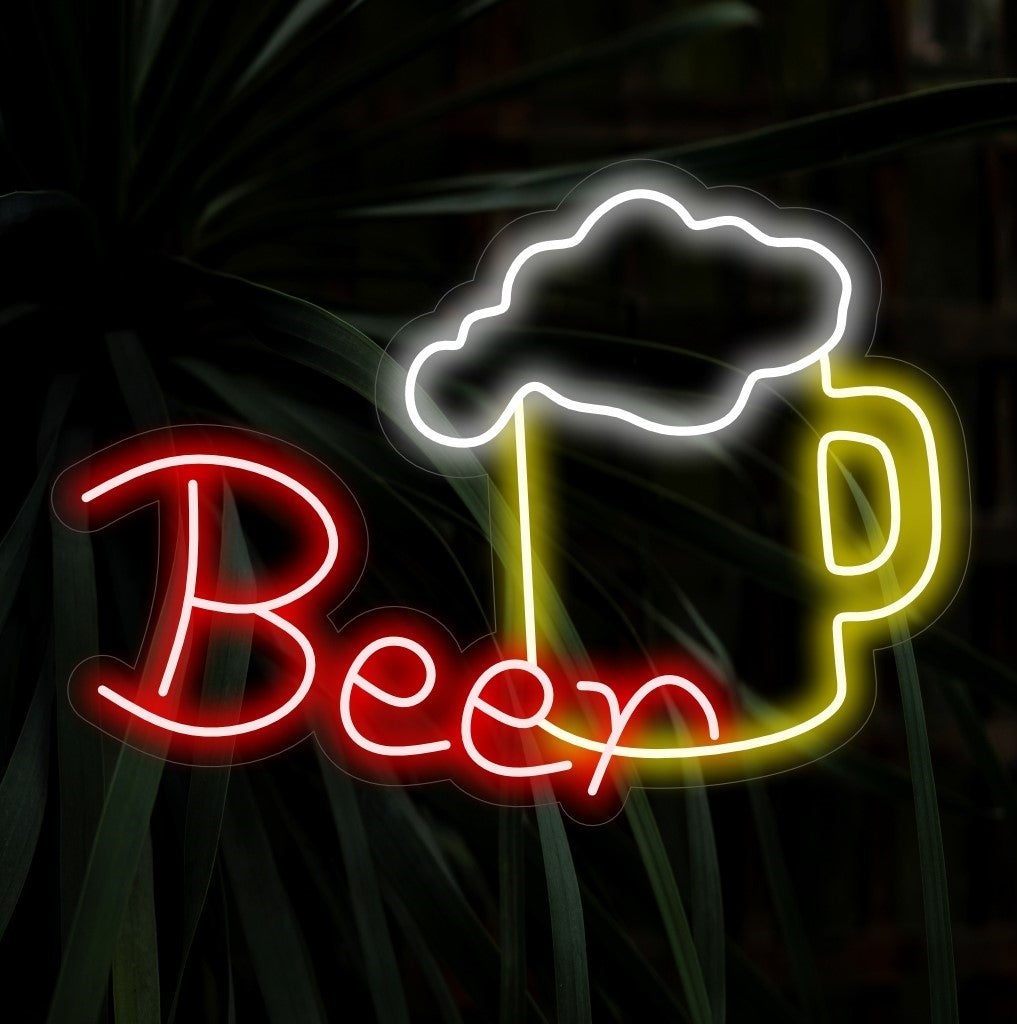"Beer Neon Sign" is een tijdloze en iconische toevoeging aan uw barinterieur. Een neonlicht dat de relaxte sfeer van een goede kroeg symboliseert.