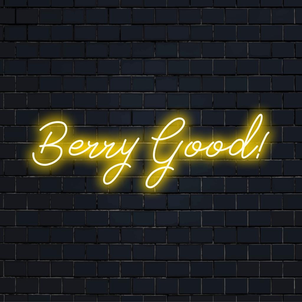 LED-neonreclame met de levendige tekst 'Berry Good!' in een speels design met moderne LED-charme. Perfect voor een unieke decoratie.