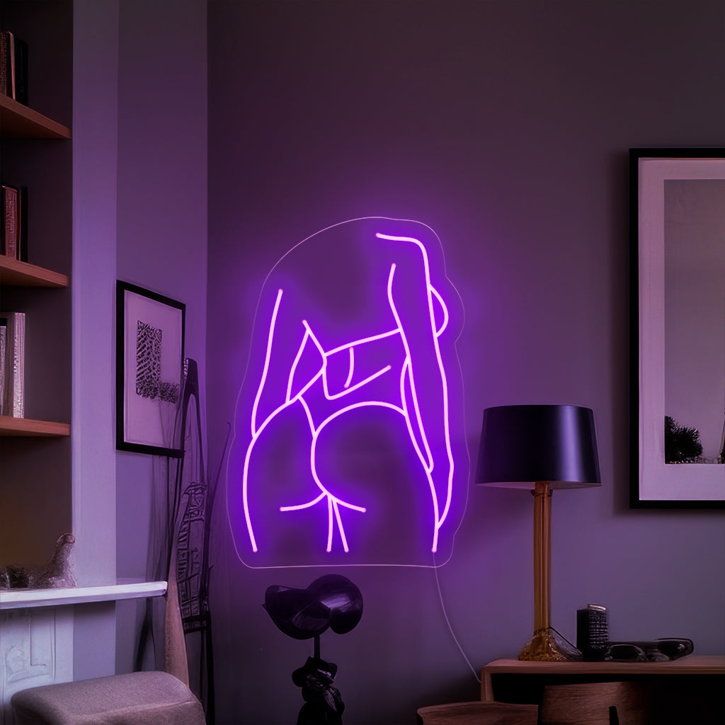 "Bikini Girl Back Body Neon Sign" - Een zwoel neonlicht met het silhouet van de rug van een meisje in bikini, dat charme en charme aan uw woonruimte toevoegt.