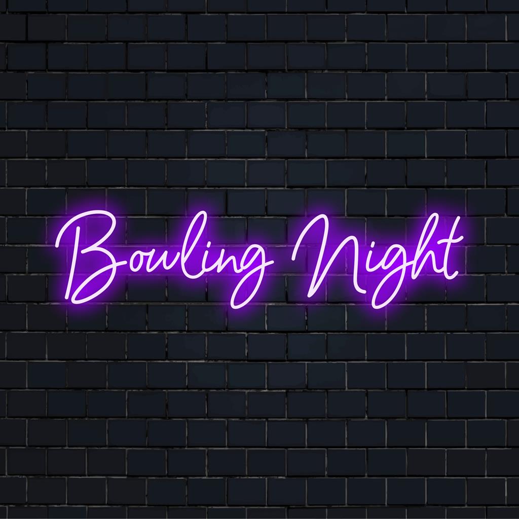 Levendig Bowling Night LED-neonbord; perfect als op maat gemaakte neonverlichting voor spelkamers of entertainmentlocaties.