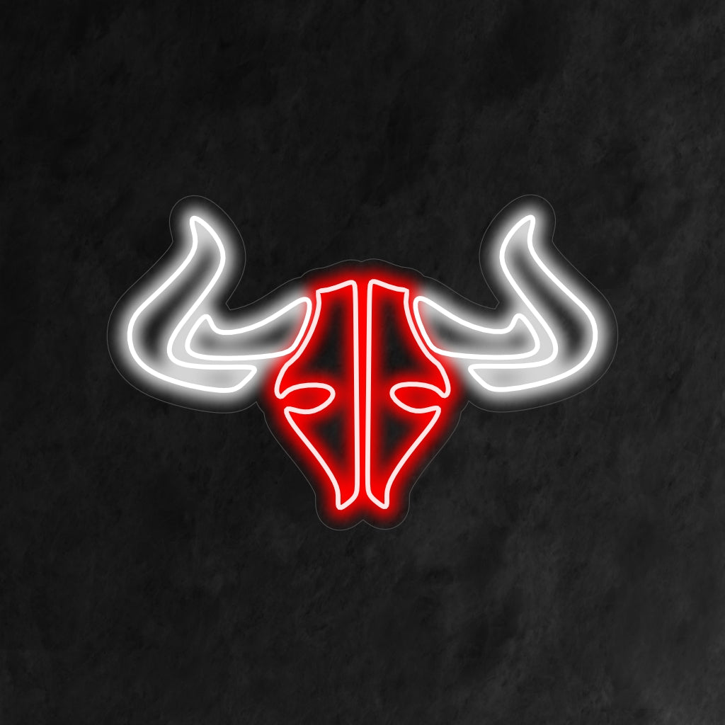 "Bull Skull Neon Sign" - Een rustiek neonlicht met de iconische afbeelding van een stierenschedel, dat de charme van de woestijn en robuuste elegantie in uw leefruimte brengt.