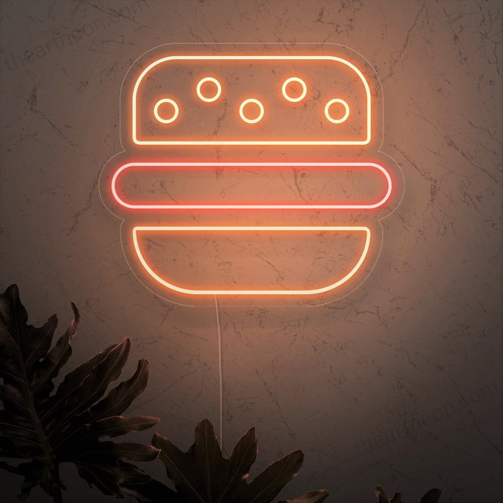 "Burger Neon Sign" is een klassieke en smakelijke toevoeging aan het interieur van uw restaurant. Een neonlamp die het iconische symbool van een heerlijke hamburger uitlicht.