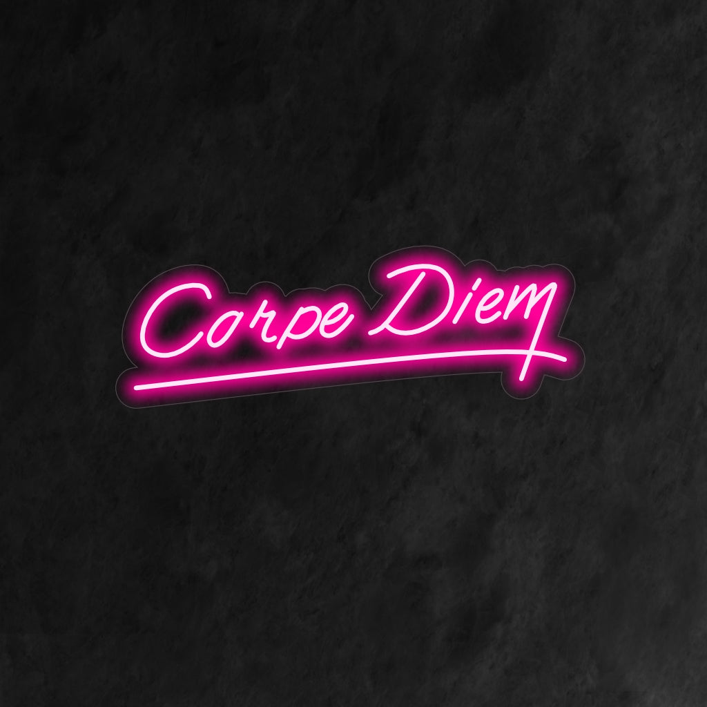 "Carpe Diem Neon Sign" is een inspirerende en motiverende toevoeging aan je interieur. Een neonlamp die de tijdloze boodschap "Pluk de dag" belichaamt.