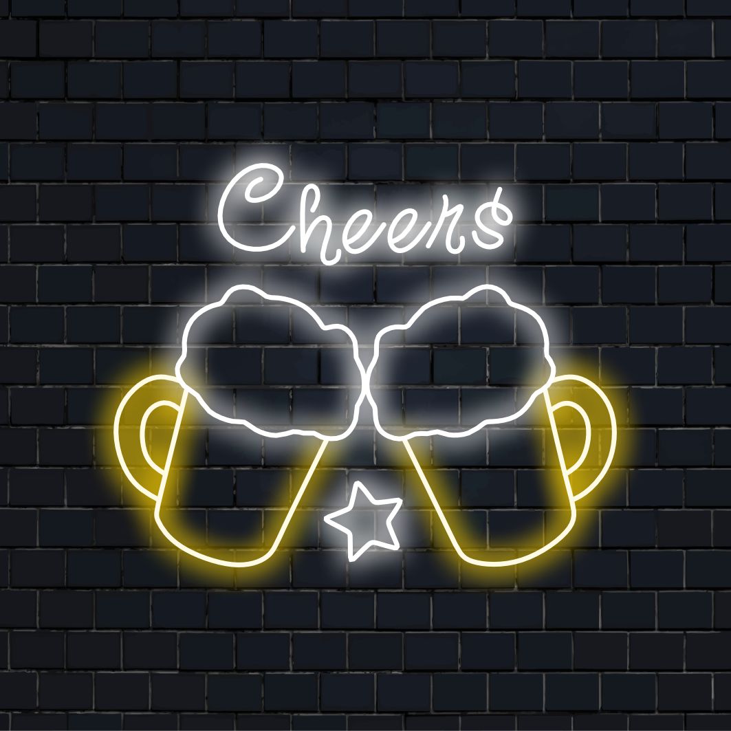 "Cheers Draft Beer Neon Sign" is een verfrissende en uitnodigende toevoeging aan uw barinterieur. Een neonlicht dat het plezier van tapbier benadrukt.