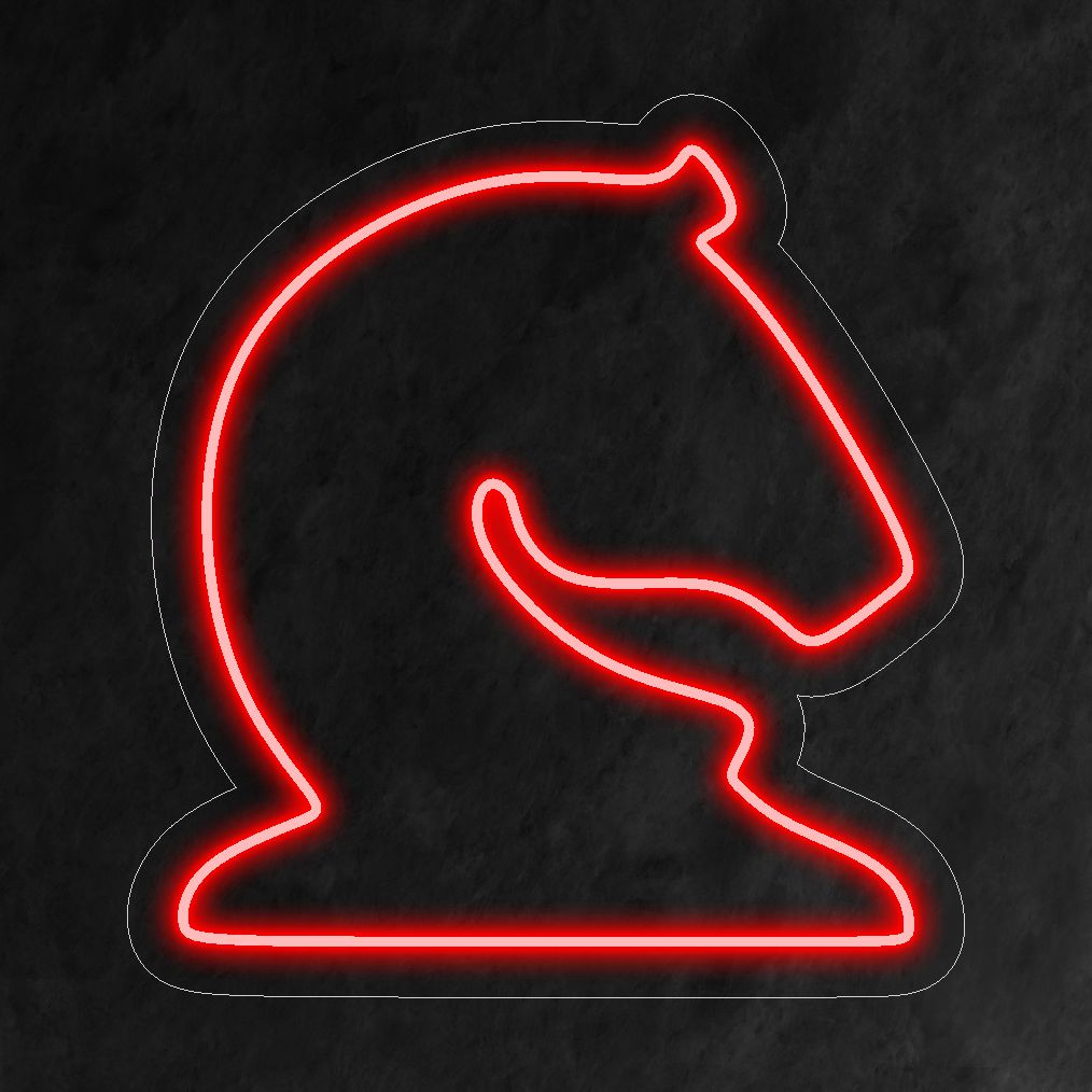 "Chess Horse Neon Sign" ��� Een vorstelijk en strategisch neonlicht met een schaakpaardontwerp, dat uw ruimte verfijning en strategische allure geeft.