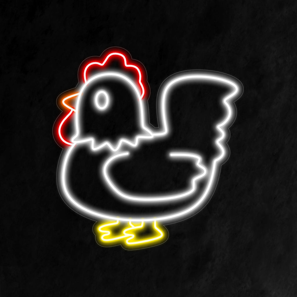 "Chicken Neon Sign" - Een eigenzinnig en charmant neonlicht met een speels kippenontwerp, dat uw ruimte een speelse sfeer en culinaire charme geeft.