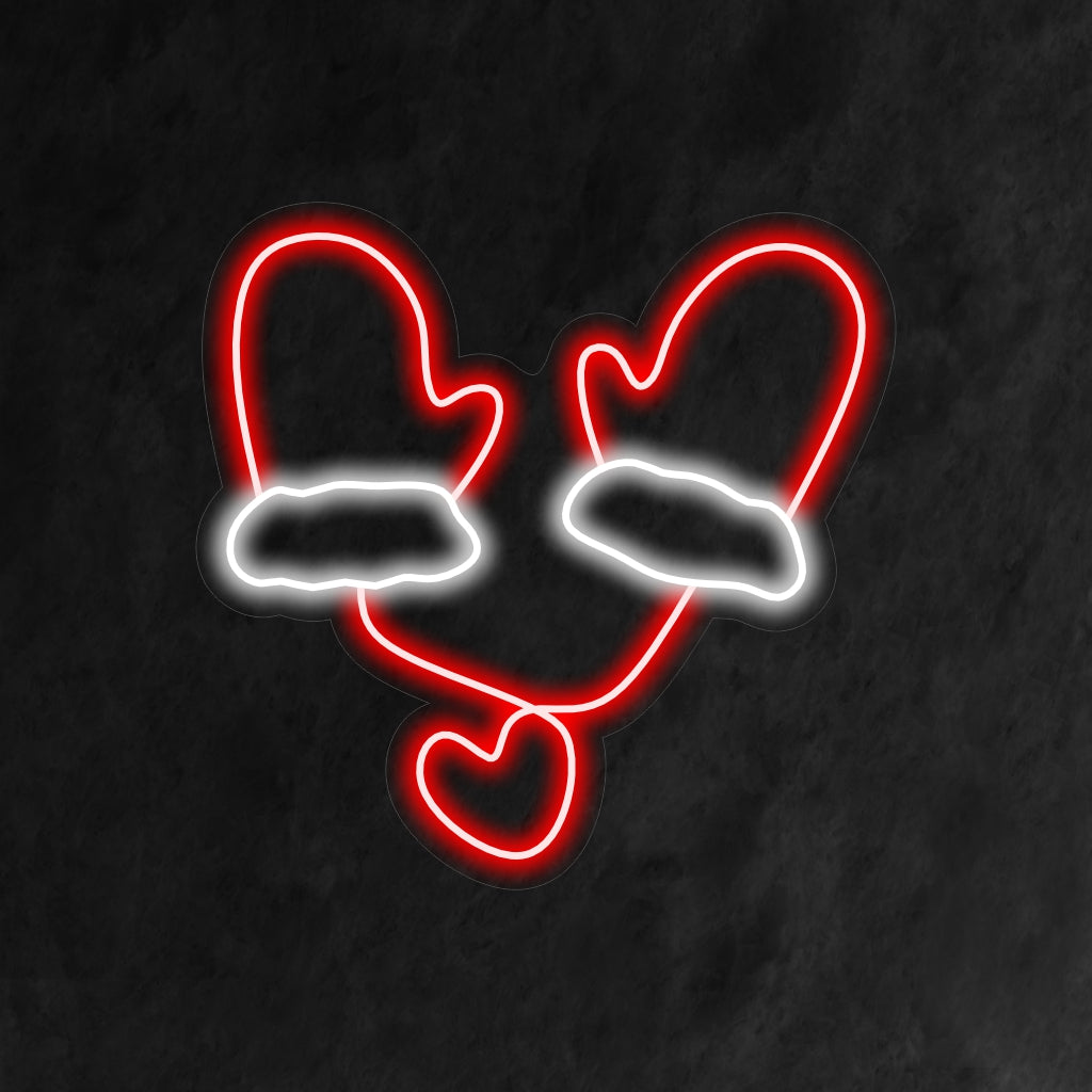 "Neonreclame met kersthandschoenen" - Een feestelijk en vrolijk neonlicht met de iconische kersthandschoenen, waarmee u uw ruimte een warme en vrolijke vakantiesfeer geeft.