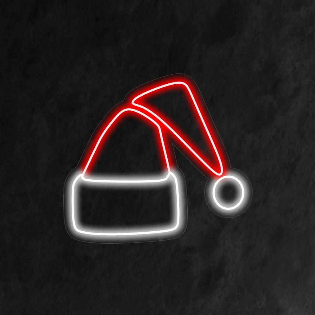 "Christmas Hat Neon Sign" - Een feestelijk en speels neonlicht met de iconische kerstmuts, waarmee u uw ruimte een vrolijke en vrolijke kerstsfeer geeft.