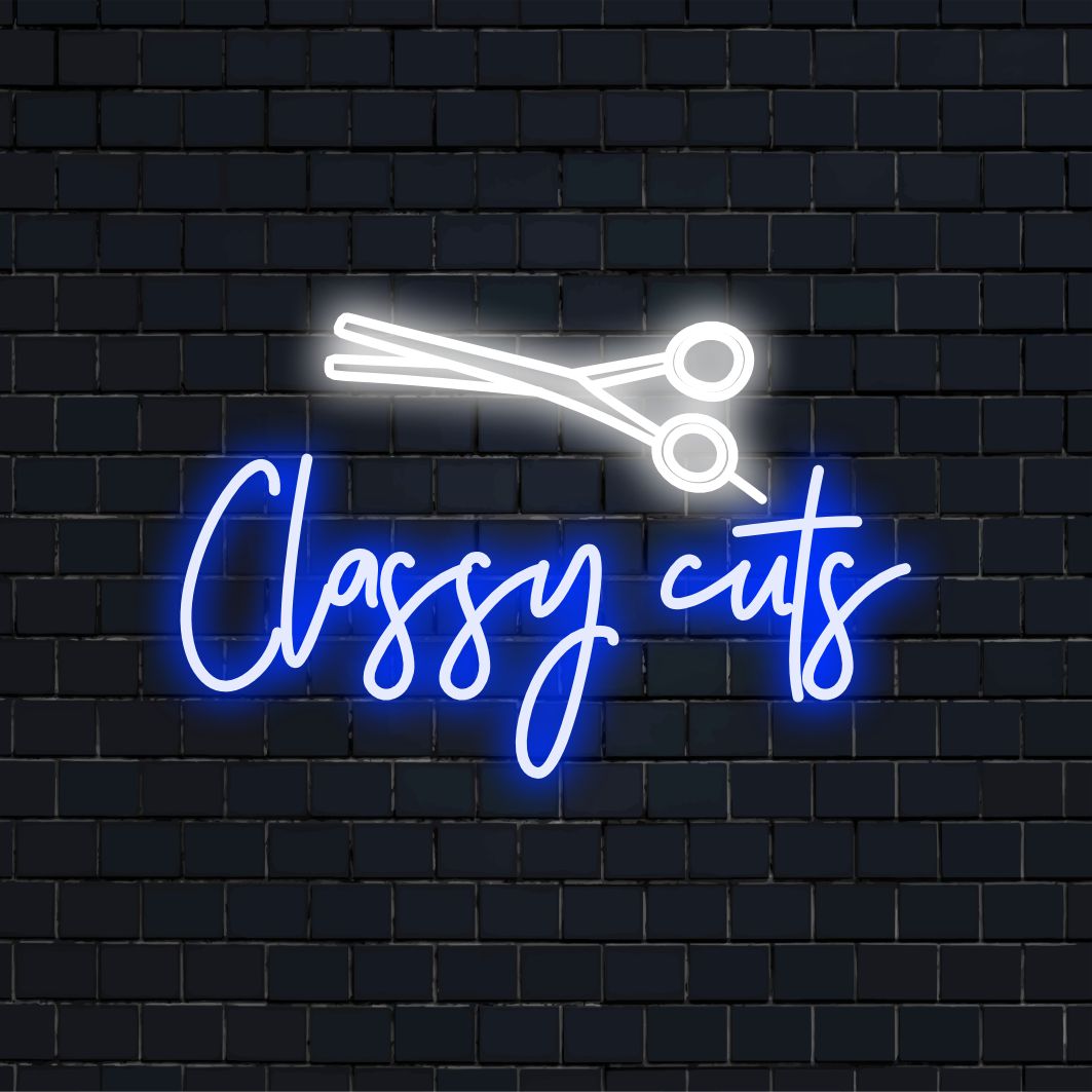 Op maat gemaakt LED-neonbord met een elegante mix van tekst en afbeeldingen, perfect voor chique en moderne wanddecoratie.