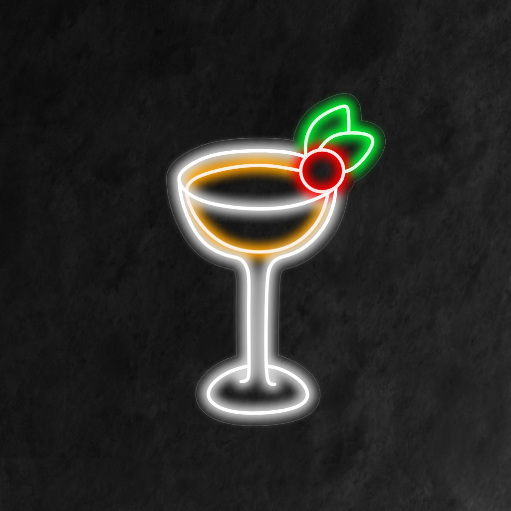 "Cocktail Neon Sign" ��� Een stijlvol en levendig neonlicht in de vorm van een klassiek cocktailglas, dat uw ruimte een levendige en energieke sfeer geeft.