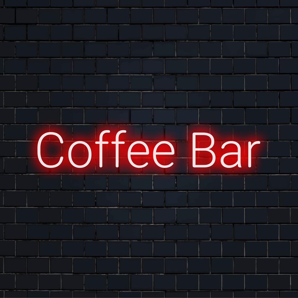 Op maat gemaakt LED-neonbord met de tekst Coffee Bar, perfect voor cafédecoratie en gepersonaliseerde wandverlichting.