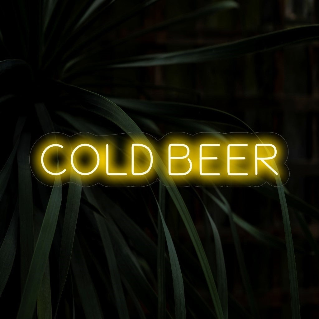 "Cold Beer Neon Sign" - Een levendig en verfrissend neonlicht met de tekst "Cold Beer". Hiermee creëert u een coole en uitnodigende sfeer in uw bar of entertainmentruimte.