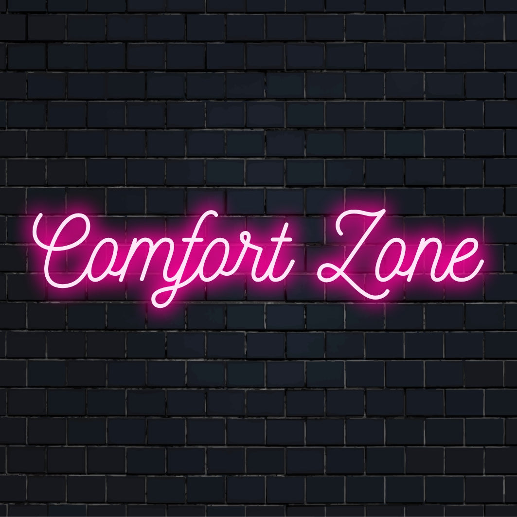 Op maat gemaakt Comfort Zone LED-neonbord met warmwitte gloed; het perfecte gepersonaliseerde decor voor elke ruimte.