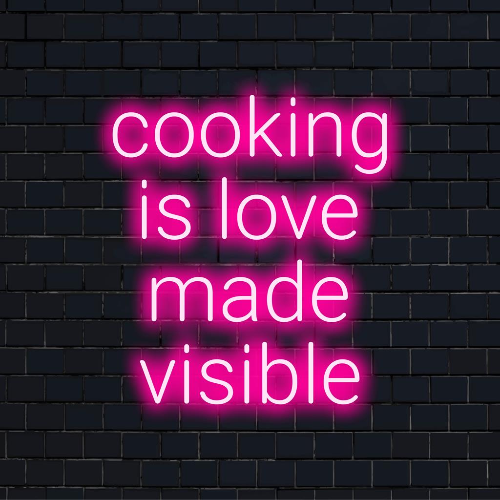 Op maat gemaakt LED-neonbord met de tekst 'Coating Is Love Made Visible' in elegant lettertype; perfecte neondecoratie voor in de keuken.