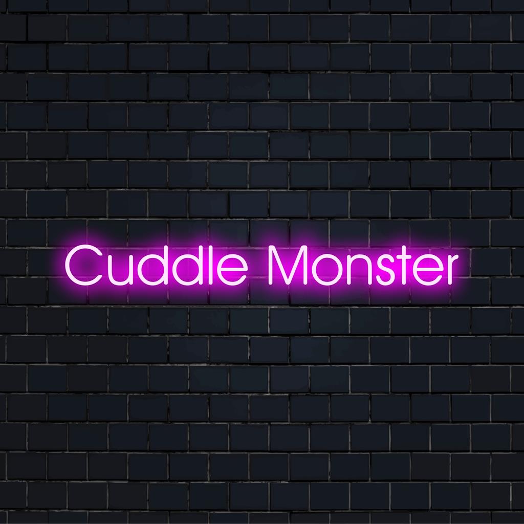 Levendig Cuddle Monster LED-neonbord, perfect om speelse charme en moderne neonverlichting aan elke ruimte toe te voegen.
