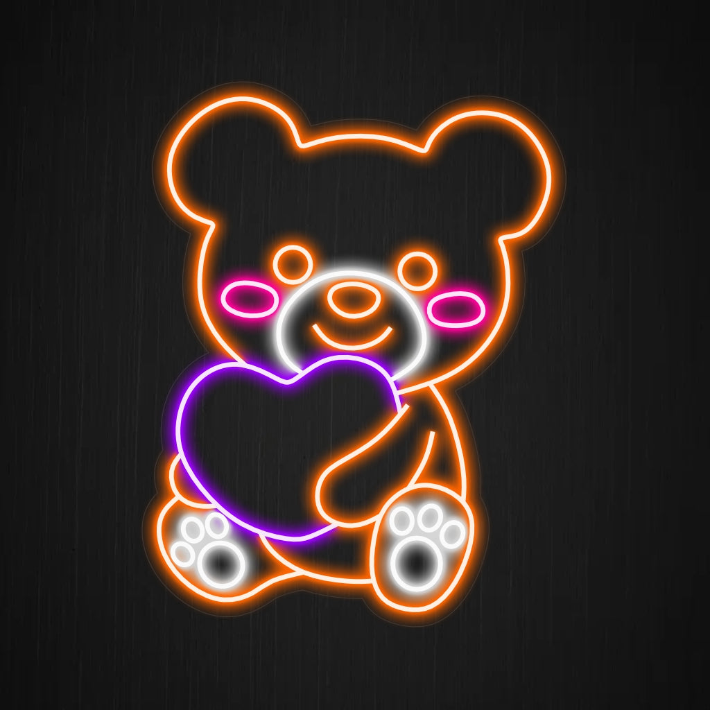 "Leuk neonlicht in de vorm van een teddybeer met een hart" ��� Een hartverwarmend en schattig neonlicht dat uw ruimte vult met genegenheid en verrukkelijke charme.