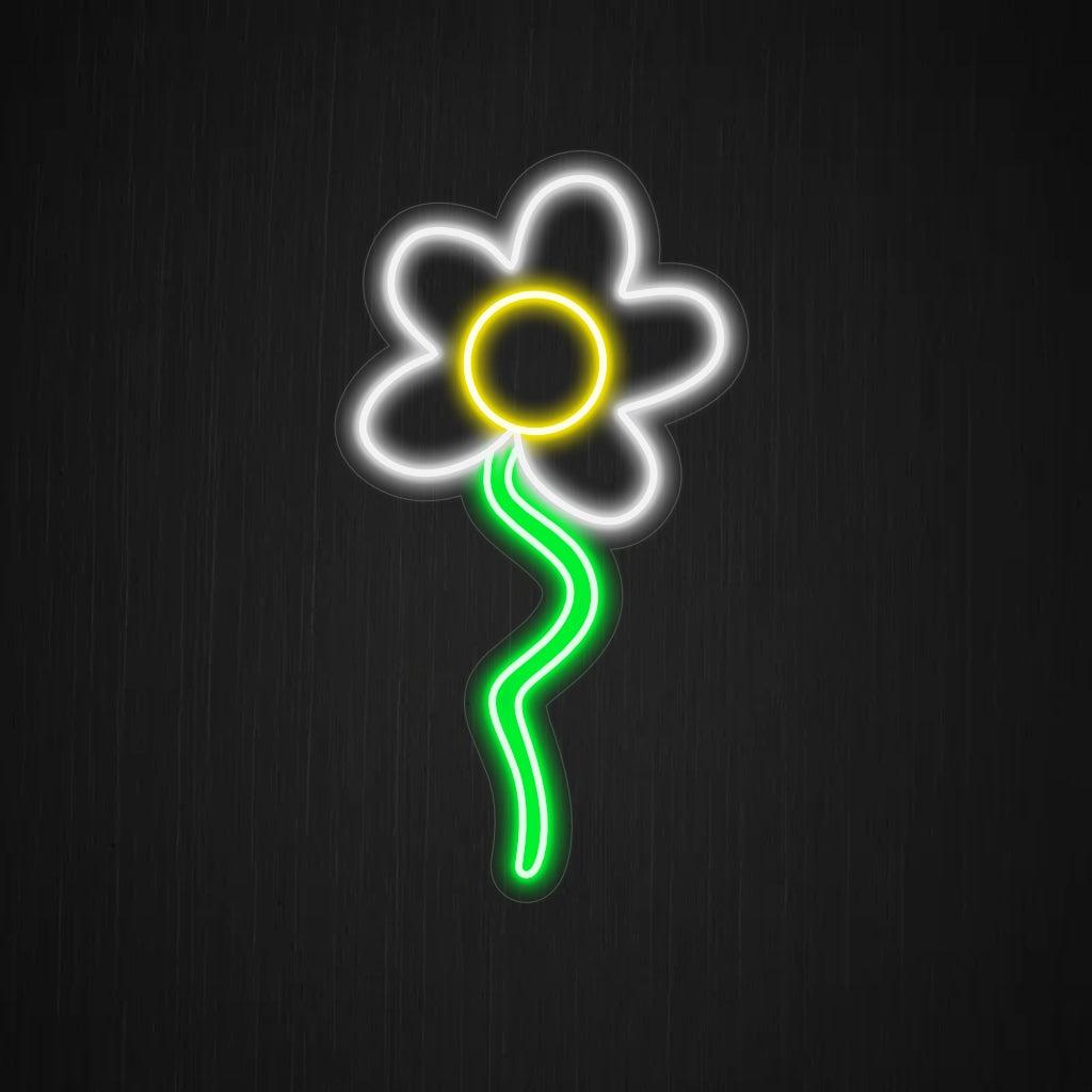 "Daisy Neon Sign" licht op met een stralende gloed en vult uw ruimte met de serene en opbeurende sfeer die is geïnspireerd op de natuurlijke schoonheid van madeliefjes.