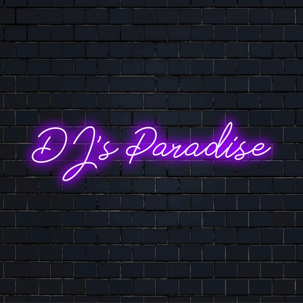 Op maat gemaakt LED-neonbord voor DJ's Paradise: een levendig lichtkunstwerk dat perfect is voor het creëren van een levendige sfeer in elke ruimte.
