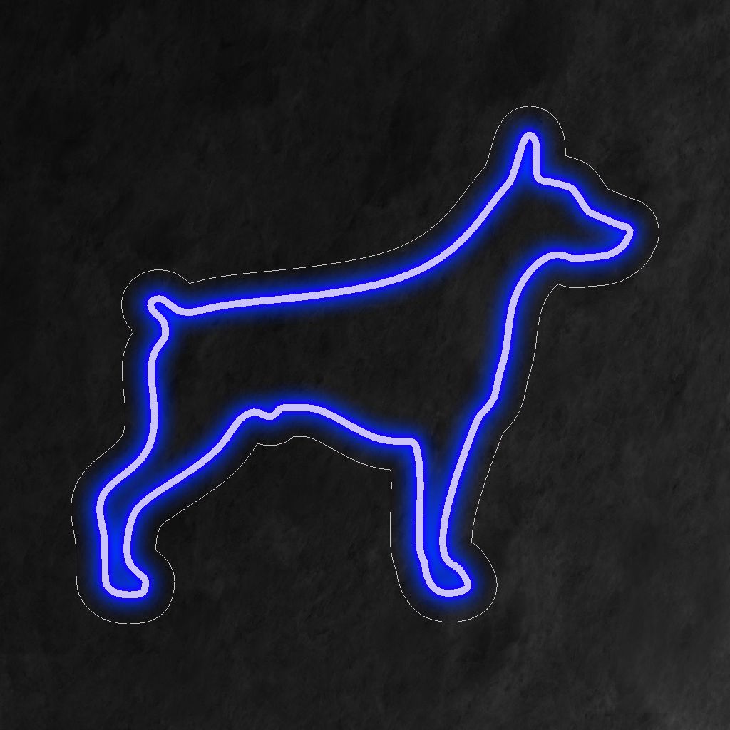 "Doberman Neon Sign" licht op met een felle gloed, waardoor uw ruimte de kracht en loyaliteit uitstraalt die bij dit iconische hondenras horen. Perfect voor hondenliefhebbers en omgevingen met een huisdierthema.