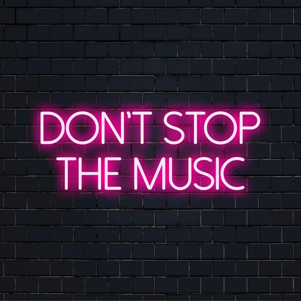 Het felle Don't Stop The Music LED-neonbord is een levendig neonlicht dat elke ruimte opfleurt, ideaal voor muziekliefhebbers.