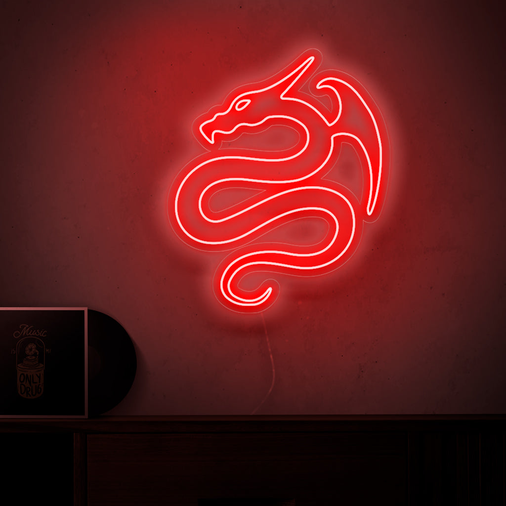"Dragon Neon Sign" licht op met een opvallende gloed en brengt de vurige en mystieke aanwezigheid van draken in uw ruimte. Dit maakt het perfect voor fantasyliefhebbers en thema-omgevingen.