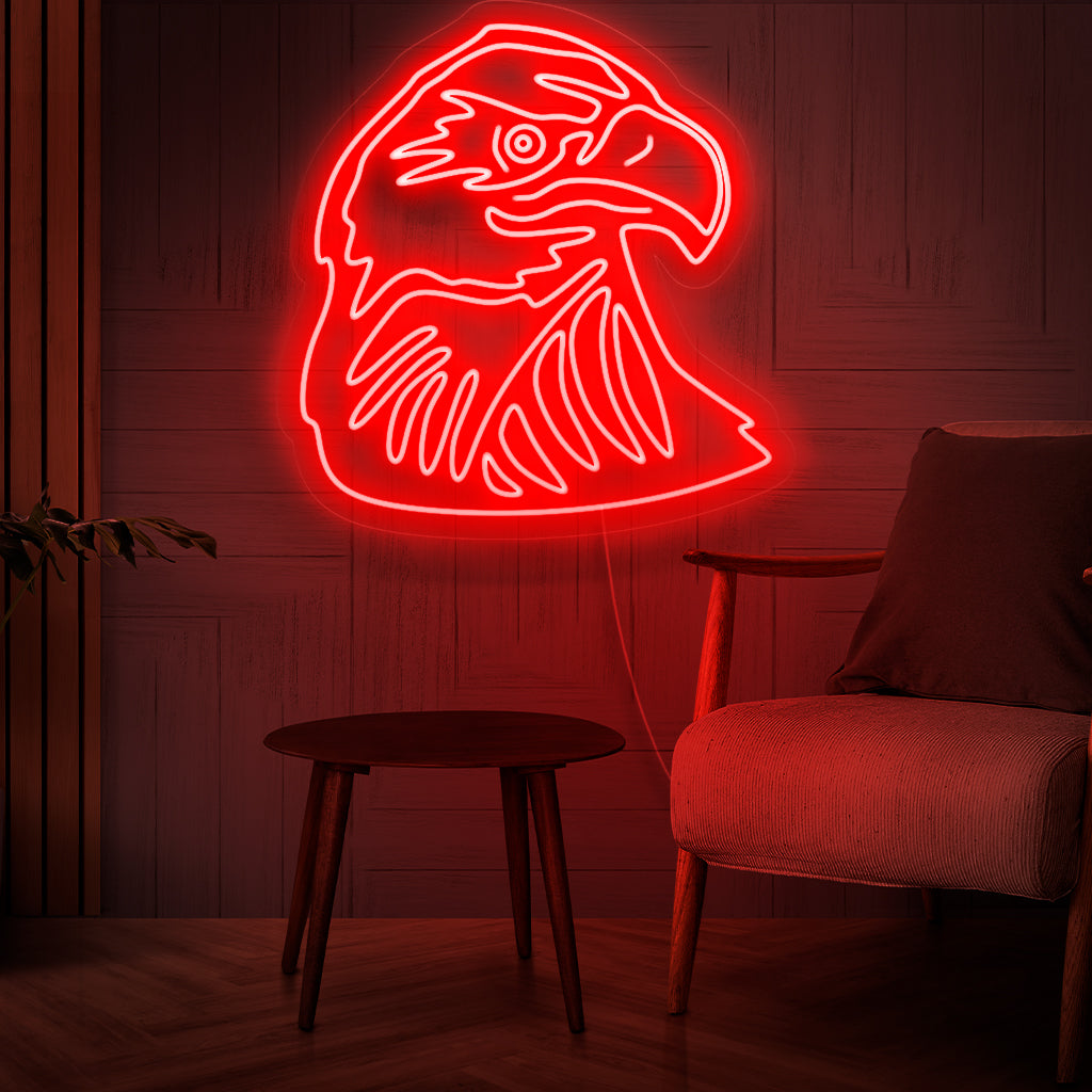 "Eagle Neon Sign" straalt een opvallende gloed uit, perfect voor ruimtes met een patriottisch of wildlife-thema. Het legt de majestueuze geest van deze iconische vogel vast.