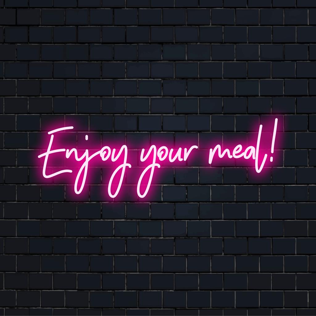 LED-neonreclame met de tekst Eet smakelijk! Perfect om warmte en charme toe te voegen aan eetruimtes, op maat gemaakt voor u.