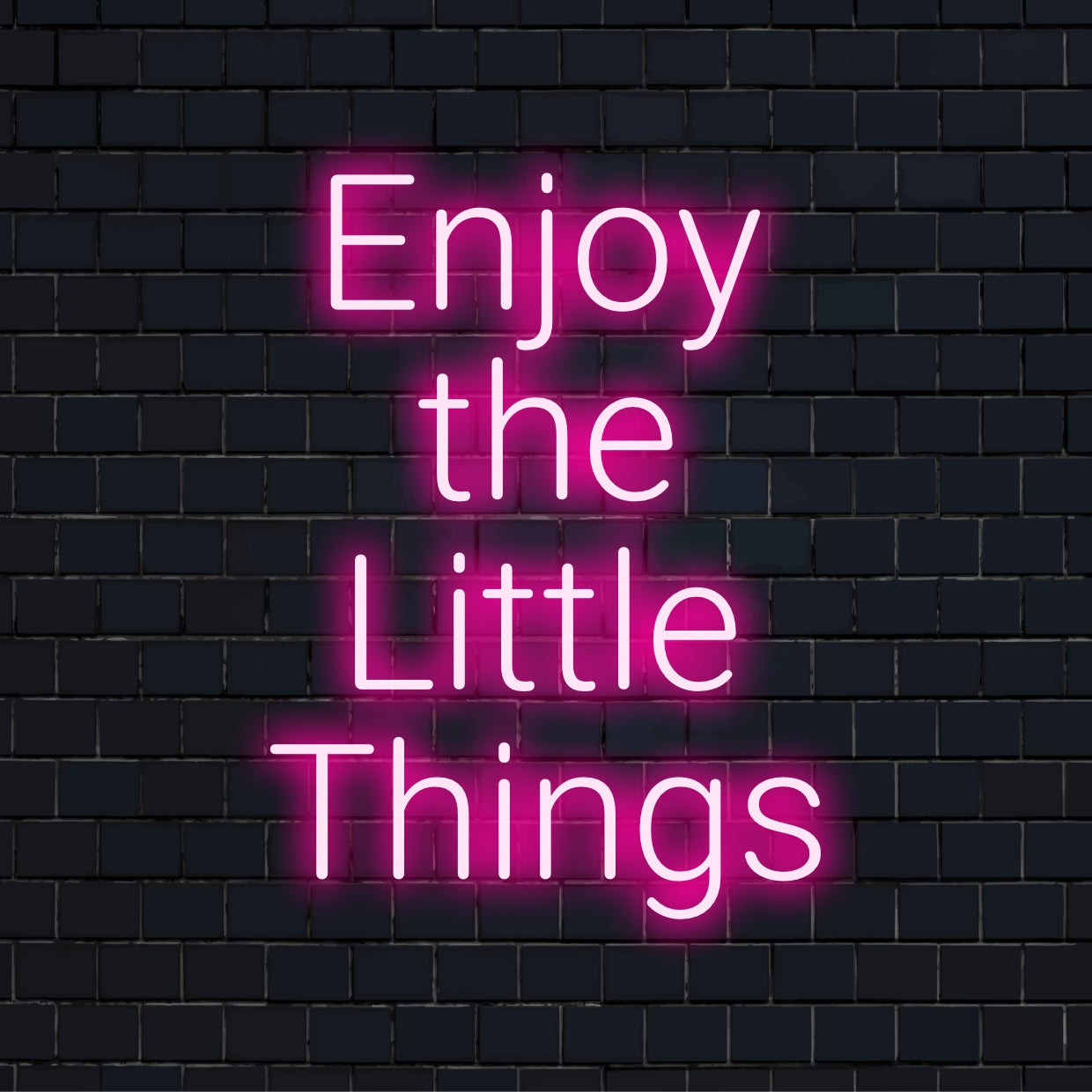 LED-neonbord met de tekst Enjoy the Little Things in fel, cursief schrift; perfect gepersonaliseerd neonlichtdecor.
