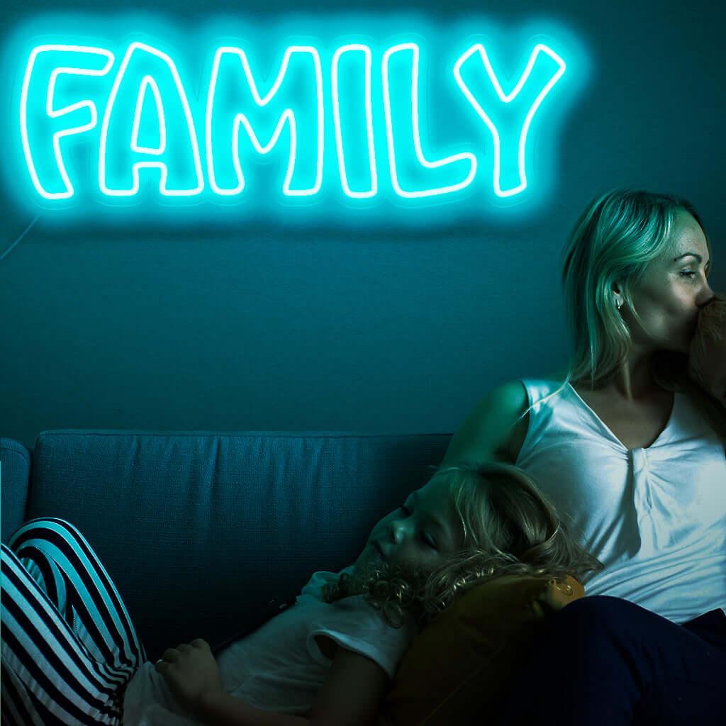 "Family Neon Sign" geeft een warm licht af, perfect voor huizen en ruimtes waar het belang van familie wordt gevierd. Het creëert een uitnodigende en geruststellende sfeer.