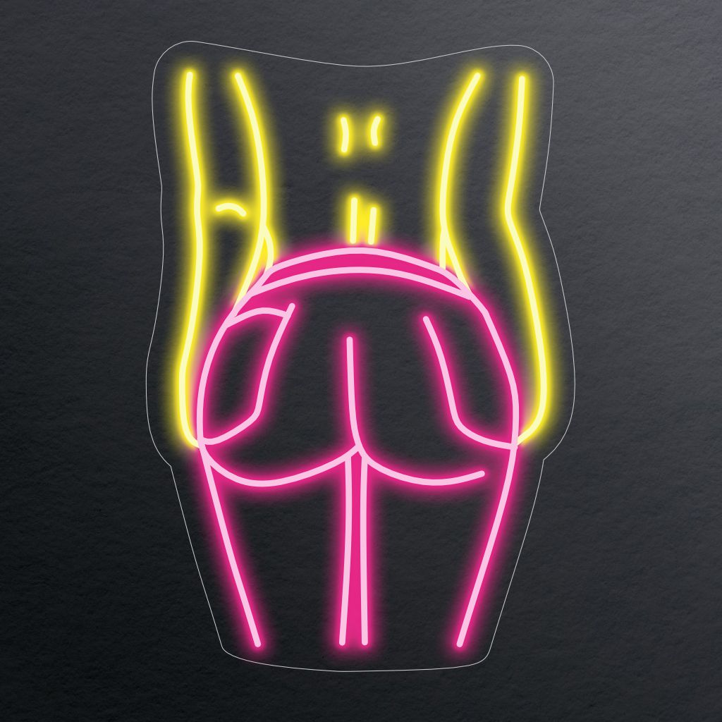"Female Backside Neon Sign" licht op met artistieke expressie en viert de schoonheid en vorm van het vrouwelijk achterwerk. Perfect voor ruimtes die de esthetische aantrekkingskracht van het menselijk lichaam in kunst waarderen.
