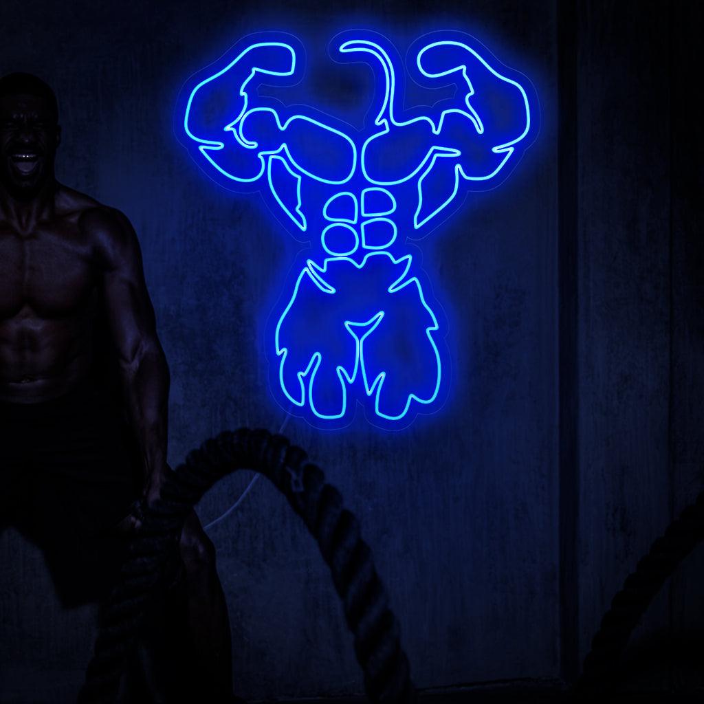 "Fitness Bodybuilder Neon Sign" licht op met kracht, perfect voor fitnesscentra en ruimtes die de toewijding aan een gezonde levensstijl vieren, en voegt een dynamische toets toe aan de sfeer.
