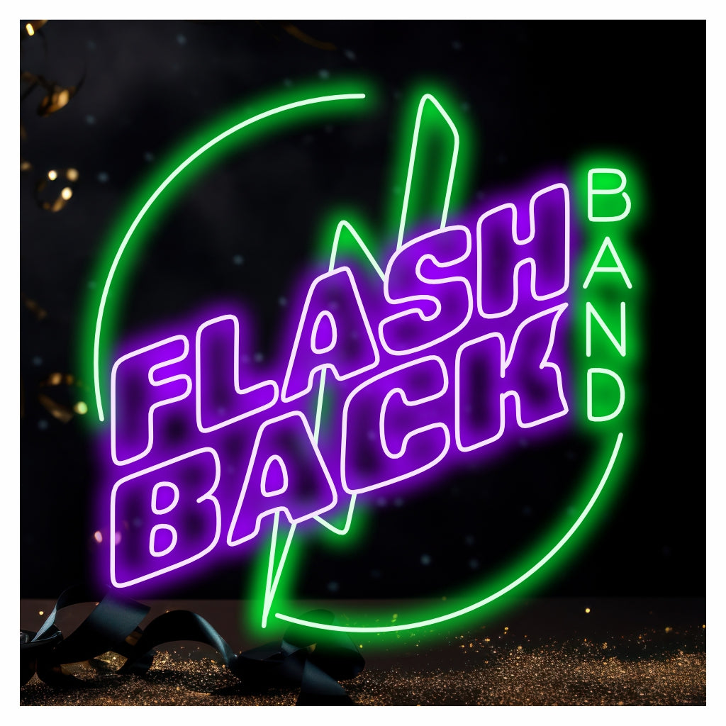 Flash Back Band Neonbord met speciale gewatteerde doos - The Art Neon