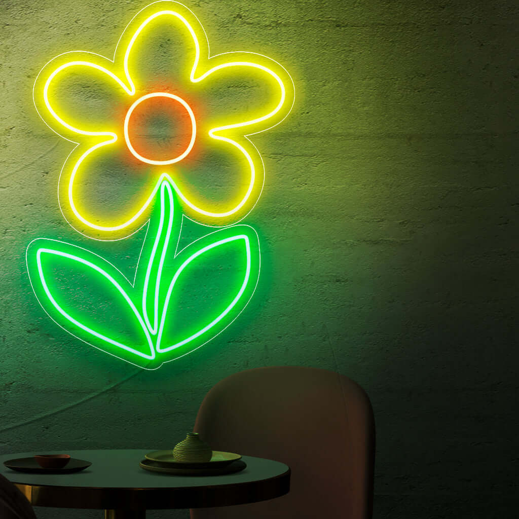 "Flower Neon Sign" licht op met een bloeiende levendigheid, perfect voor bloemistenwinkels en ruimtes die de schoonheid van bloemen vieren. Het voegt een vleugje natuurlijke elegantie toe aan de ambiance.