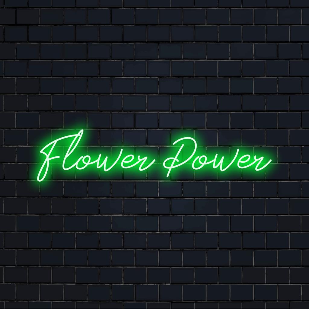 Levendig Flower Power LED-neonbord met kleurrijk neonlicht, perfect voor elke ruimte.