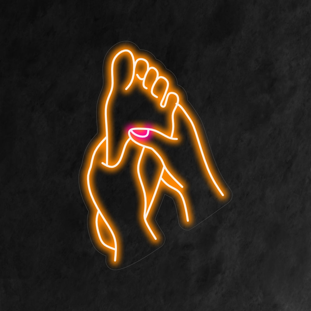 "Foot Massage Neon Sign" is een rustgevende en ontspannende toevoeging aan uw wellnessinterieur. Een neonlicht dat u uitnodigt om te ontspannen en te genieten van een voetmassage.