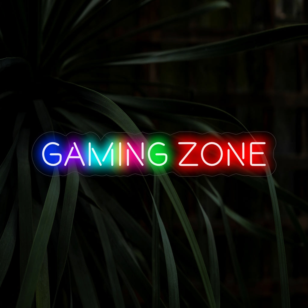 "Gaming Zone Neon Sign" - Pulserend met de energie van het spel, een essentiële aanvulling op gamerooms en entertainmentruimtes, waarmee een speciale zone wordt gecreëerd voor meeslepende game-ervaringen.