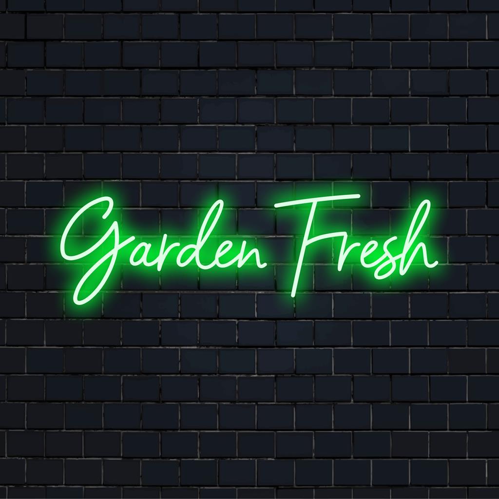 Levendig Garden Fresh LED-neon-script, dat organische aantrekkingskracht combineert met sfeervolle charme, ideaal voor thuis of op kantoor.