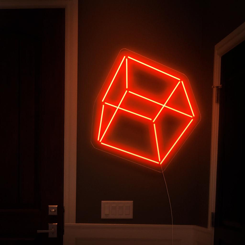 "Geometrisch kubus neonbord" - Straalt een abstracte charme uit, perfect voor moderne ruimtes en kunststudio's, waarbij de esthetische aantrekkingskracht van geometrische vormen wordt gewaardeerd.