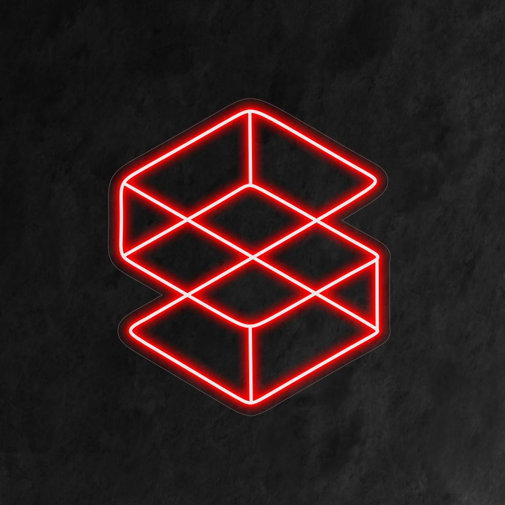 "Neonreclame met geometrische vormen" - Verlicht met abstracte verfijning, perfect voor moderne ruimtes en kunststudio's, omarmt de eenvoud en elegantie van geometrische vormen.