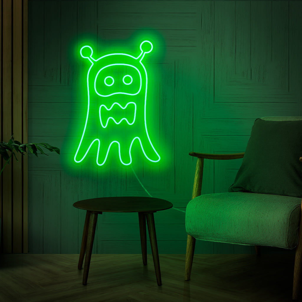 "Ghost Monster Neon Sign" - Spookachtig met grillige charme, perfect voor creatieve ruimtes en speelkamers, en geeft een vleugje speelse griezeligheid aan de omgeving.