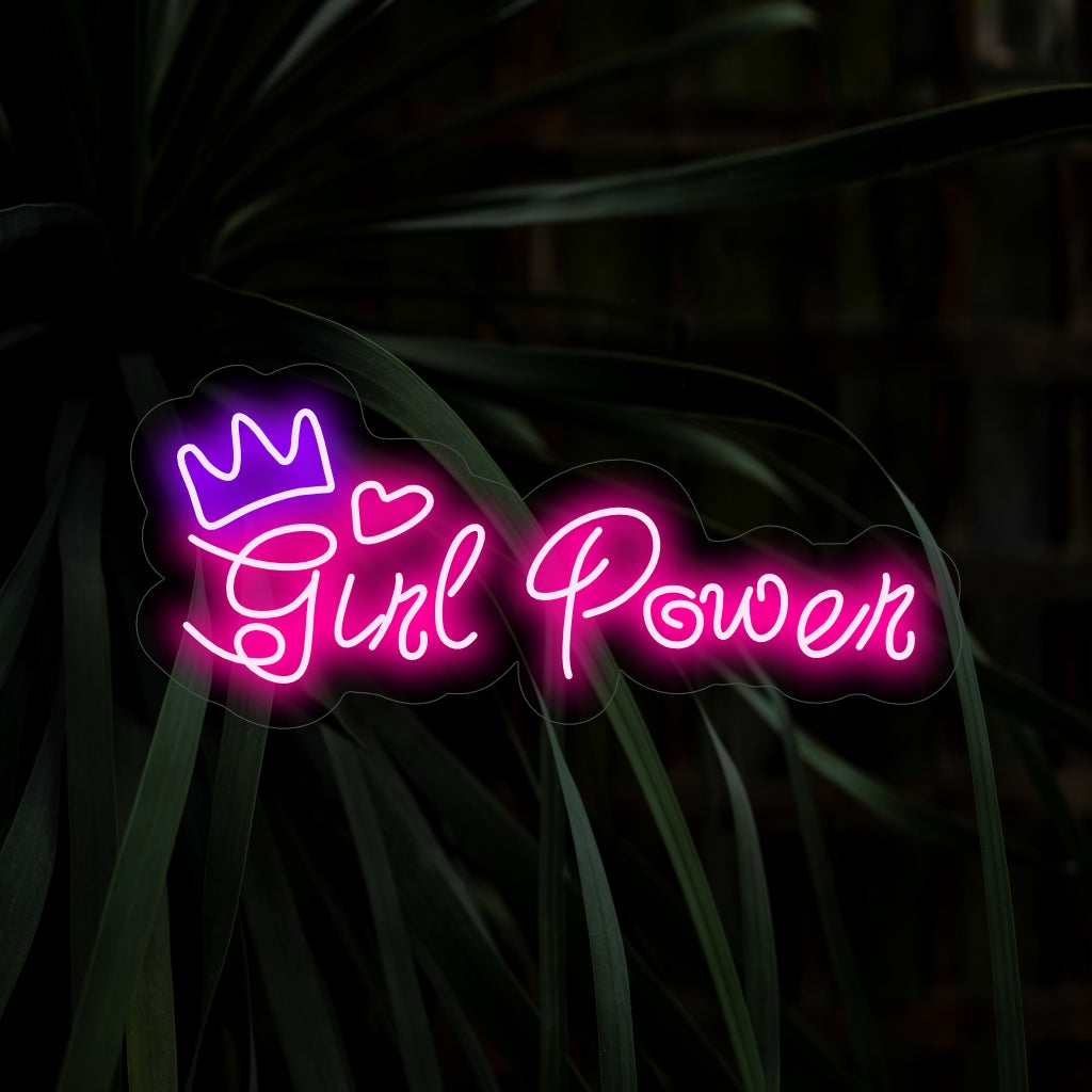 "Girl Power Neon Sign" - Stralend met kracht en empowerment, perfect voor ruimtes die vrouwenrechten en feministische idealen vieren en de kracht en veerkracht van vrouwen benadrukken.
