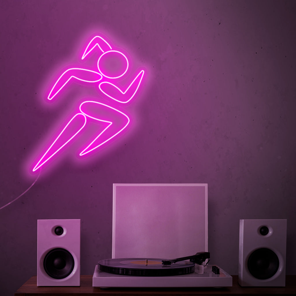 "Girl Running Neon Sign" - Legt de dynamische energie van een hardloper vast, perfect voor fitnessruimtes en sportscholen, en inspireert tot een actieve en gezonde levensstijl.