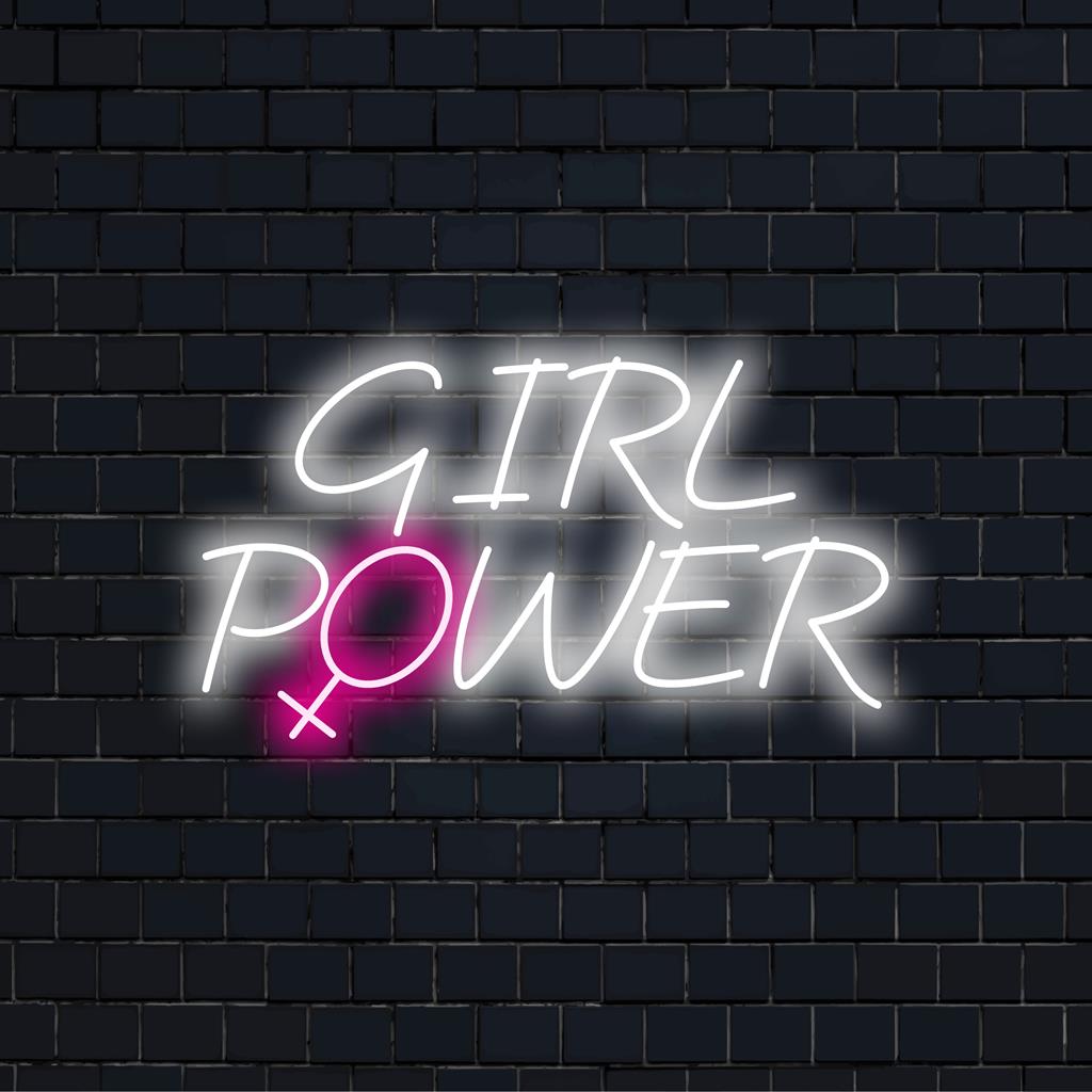 Op maat gemaakt, levendig Girl Power LED-neonbord, perfect voor het personaliseren van ruimtes met krachtige en stijlvolle neonmuurkunst.