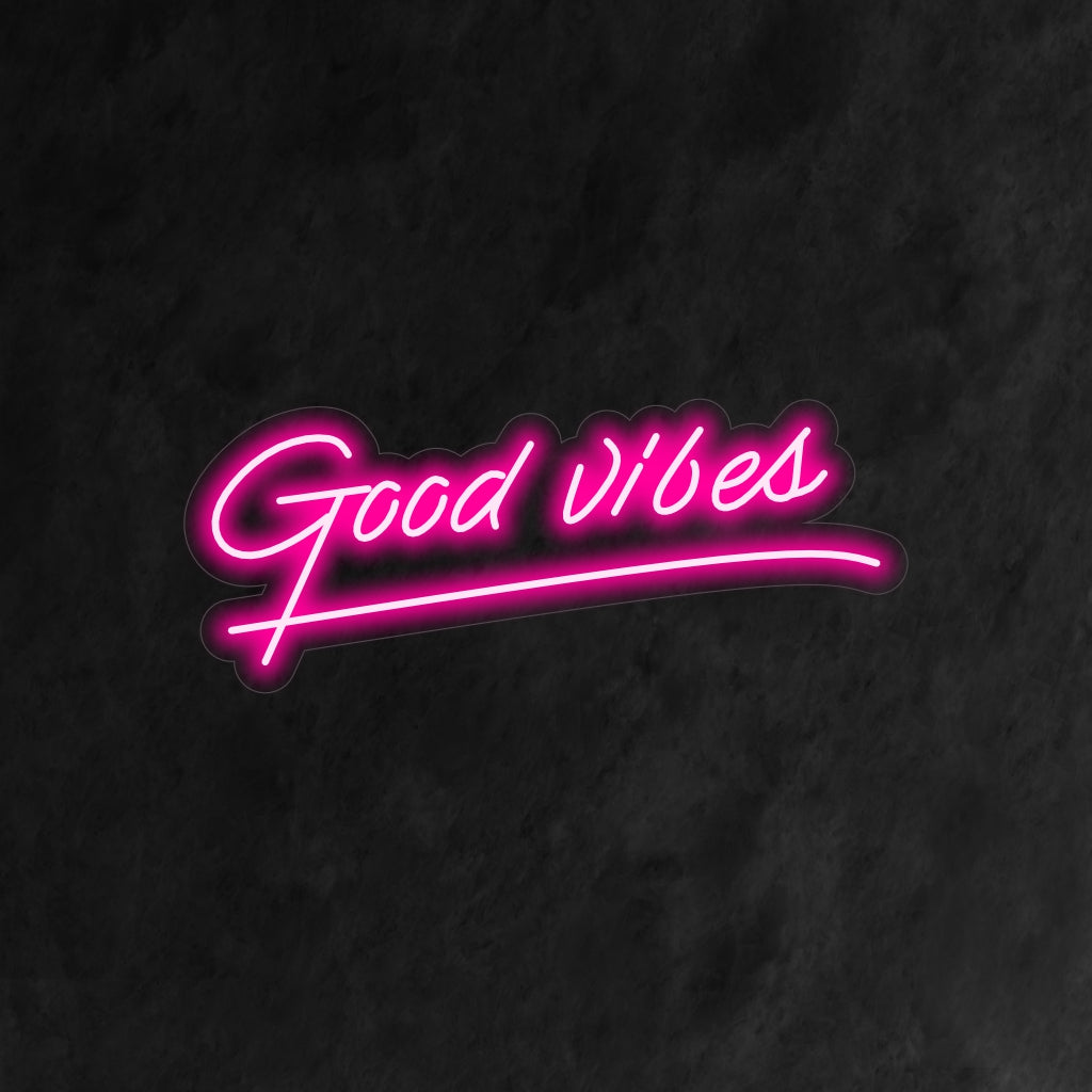 "Good Vibes Neon Sign" is een positieve en opbeurende toevoeging aan je interieur. Een neonlamp die goede vibes en positiviteit uitstraalt.