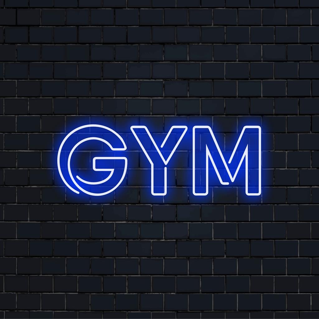 Een op maat gemaakt LED-neonbord met de tekst 'Gym' verlicht elke ruimte met dynamische neonverlichting die energie geeft en inspireert tot trainingen.