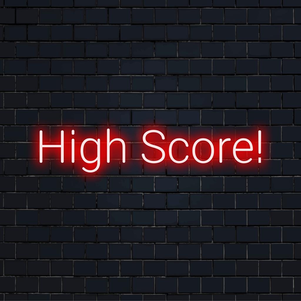 Heldere High Score! LED-neonreclame straalt gamingvibes uit. Perfect als neonmuurdecoratie of levendige LED-decoratie op maat.