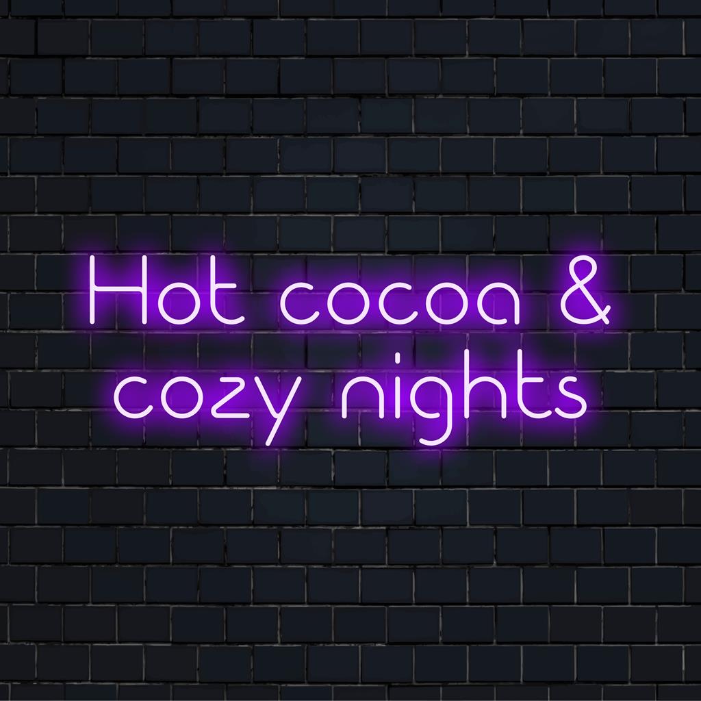LED-neonreclame met de tekst 'Hot Cocoa And Cozy Nights', het ideale, gezellige decor voor een warme ambiance, op maat gemaakt voor uw ruimte.
